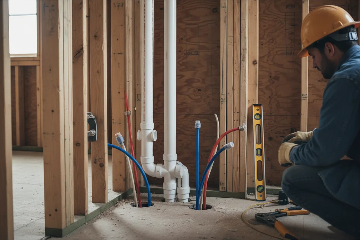 Drain and supply rough-in during Garbage Disposal Repair in Terra Bella